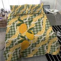 Uliuli Ahiahia Hawaiian Mango Palaka Bedding Set Aloha Hibiscus Pikake Lei