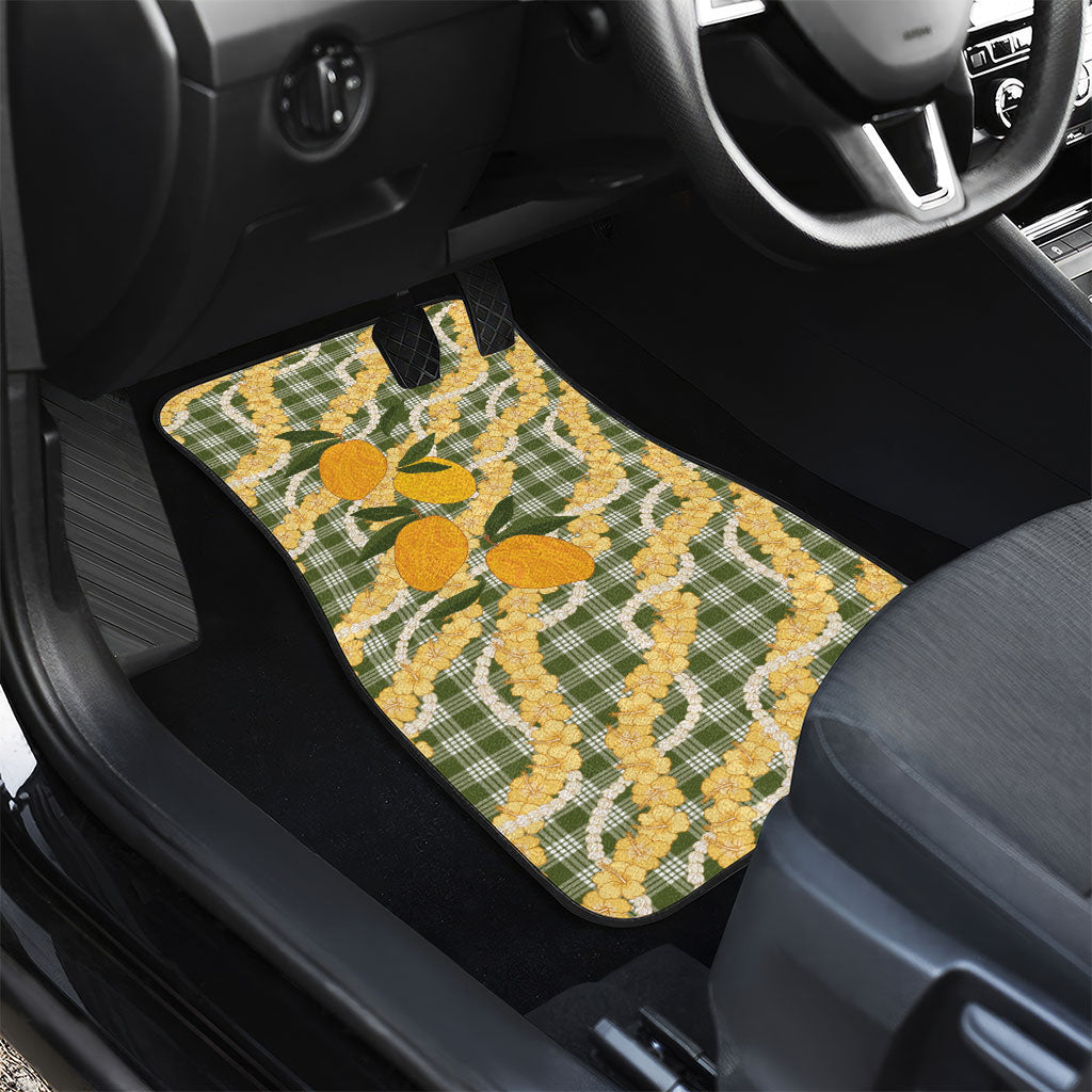 Uliuli Ahiahia Hawaiian Mango Palaka Car Mats Aloha Hibiscus Pikake Lei