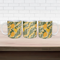 Uliuli Ahiahia Hawaiian Mango Palaka Ceramic Mug Aloha Hibiscus Pikake Lei