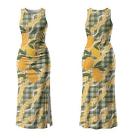 Uliuli Ahiahia Hawaiian Mango Palaka Family Matching Tank Maxi Dress and Hawaiian Shirt Aloha Hibiscus Pikake Lei