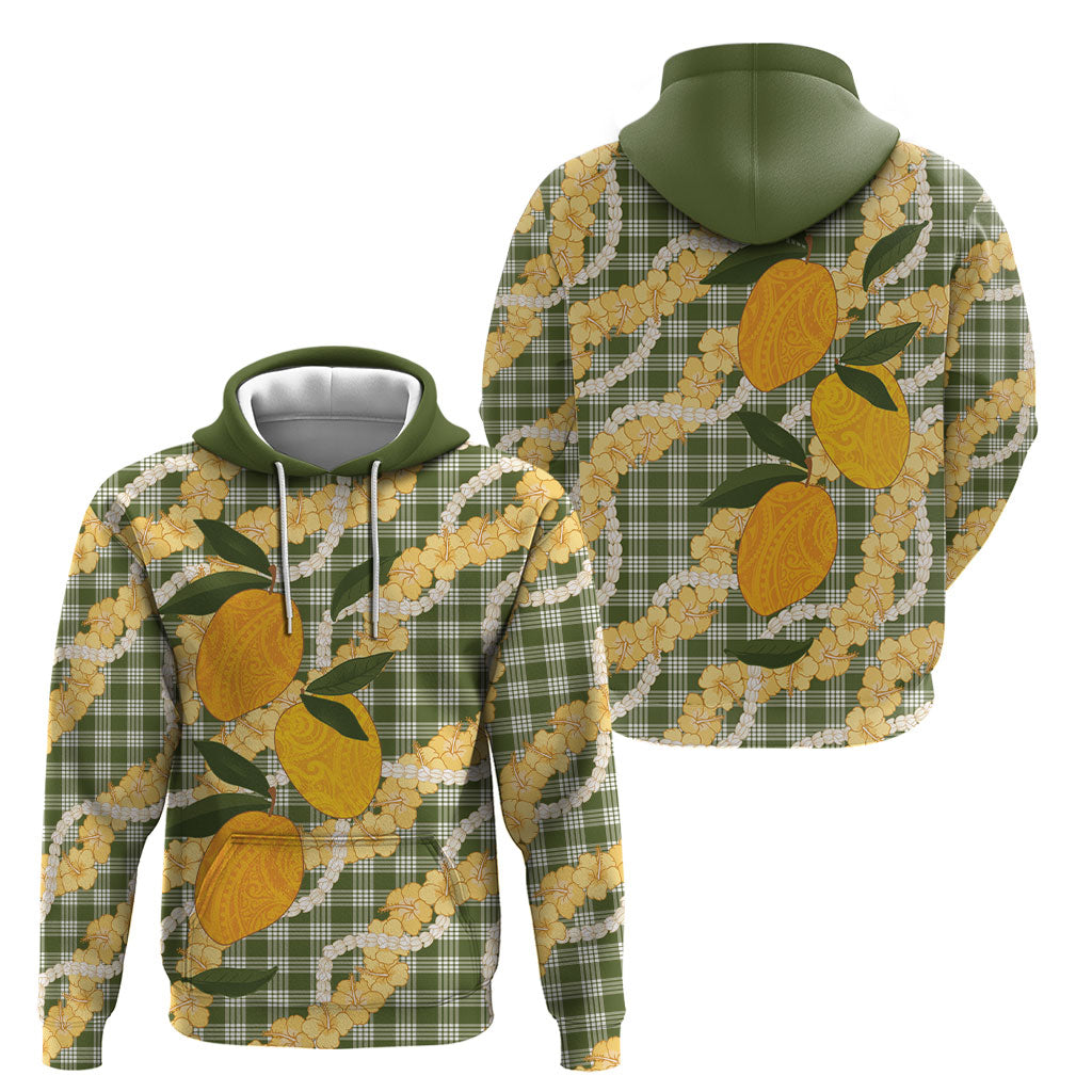 Uliuli Ahiahia Hawaiian Mango Palaka Hoodie Aloha Hibiscus Pikake Lei