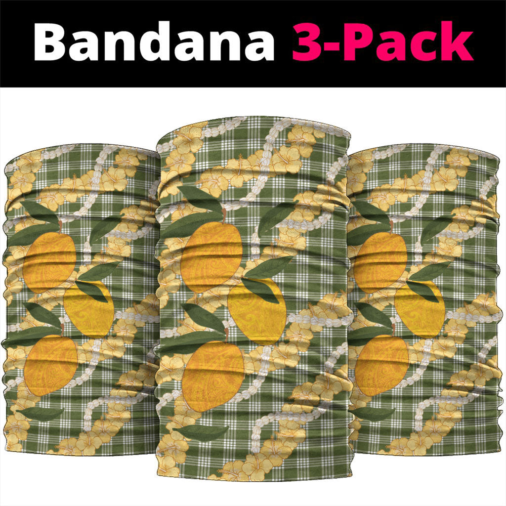 Uliuli Ahiahia Hawaiian Mango Palaka Neck Gaiter Aloha Hibiscus Pikake Lei