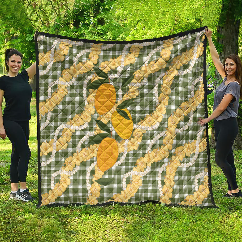 Uliuli Ahiahia Hawaiian Mango Palaka Quilt Aloha Hibiscus Pikake Lei