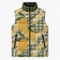 Uliuli Ahiahia Hawaiian Mango Palaka Sleeveless Puffer Jacket Aloha Hibiscus Pikake Lei