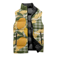 Uliuli Ahiahia Hawaiian Mango Palaka Sleeveless Puffer Jacket Aloha Hibiscus Pikake Lei
