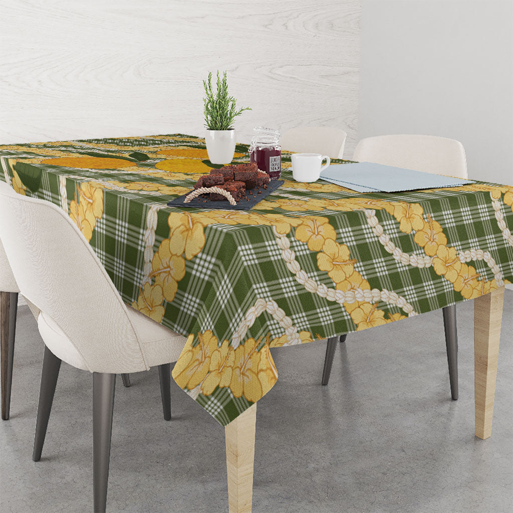 Uliuli Ahiahia Hawaiian Mango Palaka Tablecloth Aloha Hibiscus Pikake Lei
