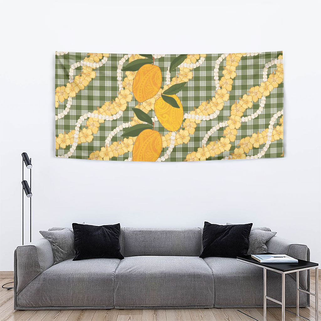 Uliuli Ahiahia Hawaiian Mango Palaka Tapestry Aloha Hibiscus Pikake Lei