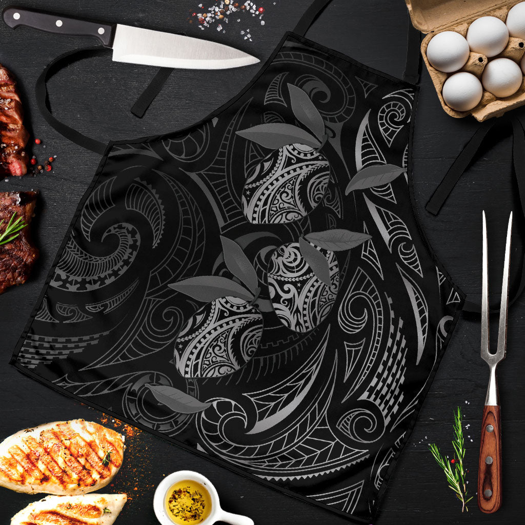 Hawaiian Mango Tribal Tattoo Apron Black White Pacific Traditional Pattern