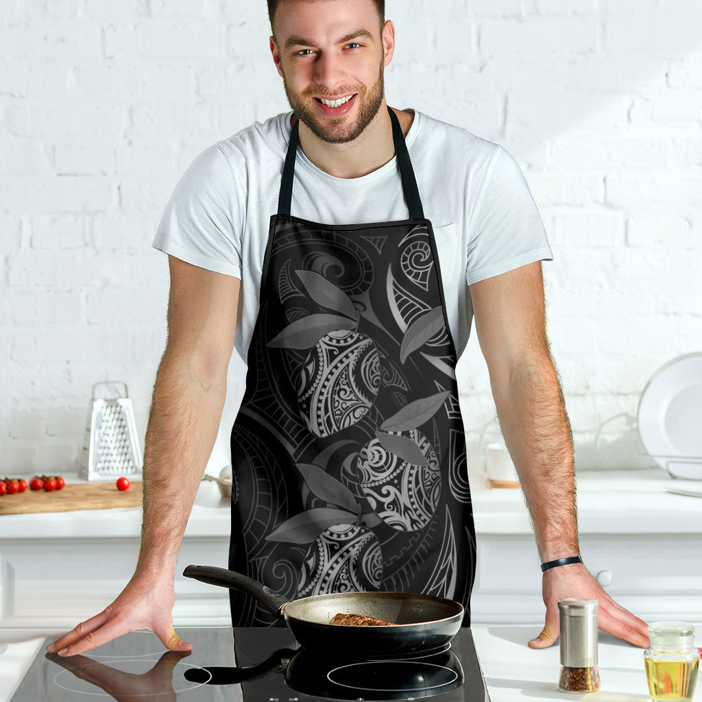 Hawaiian Mango Tribal Tattoo Apron Black White Pacific Traditional Pattern