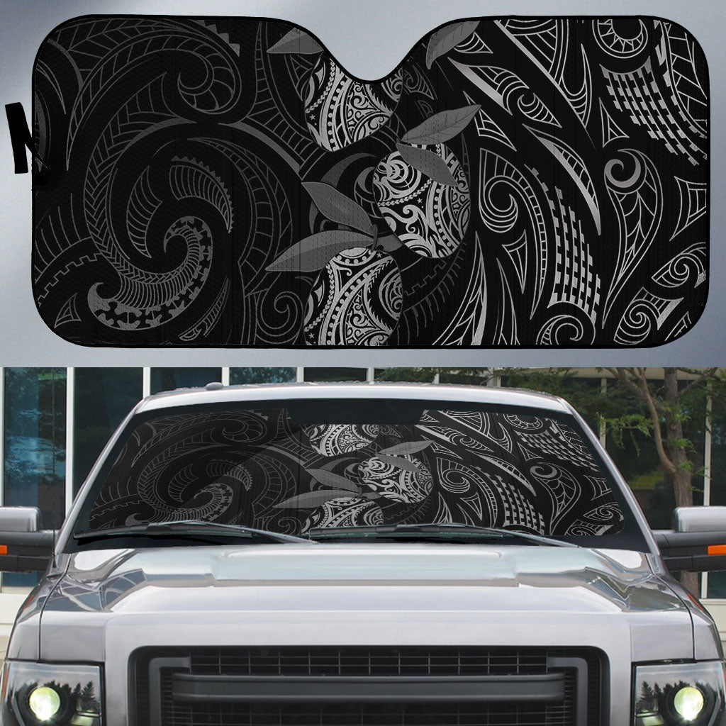 Hawaiian Mango Tribal Tattoo Auto Sun Shade Black White Pacific Traditional Pattern