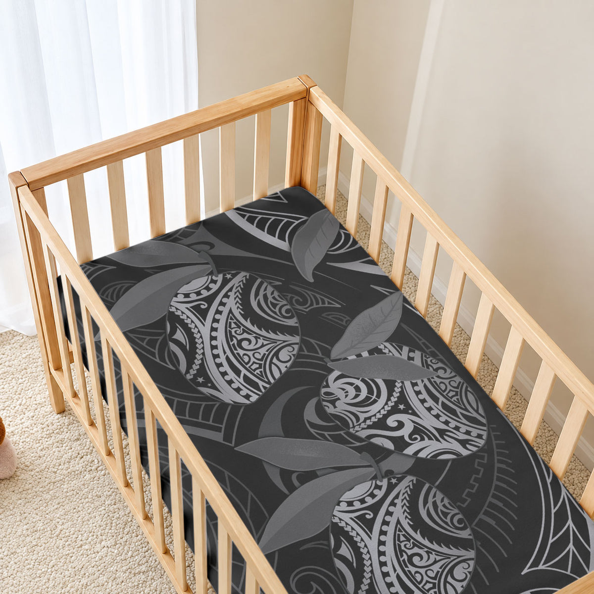 Hawaiian Mango Tribal Tattoo Baby Bed Cover Black White Pacific Traditional Pattern LT9 - Polynesian Pride