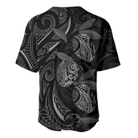 Hawaiian Mango Tribal Tattoo Baseball Jersey Black White Pacific Traditional Pattern