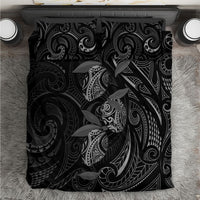 Hawaiian Mango Tribal Tattoo Bedding Set Black White Pacific Traditional Pattern