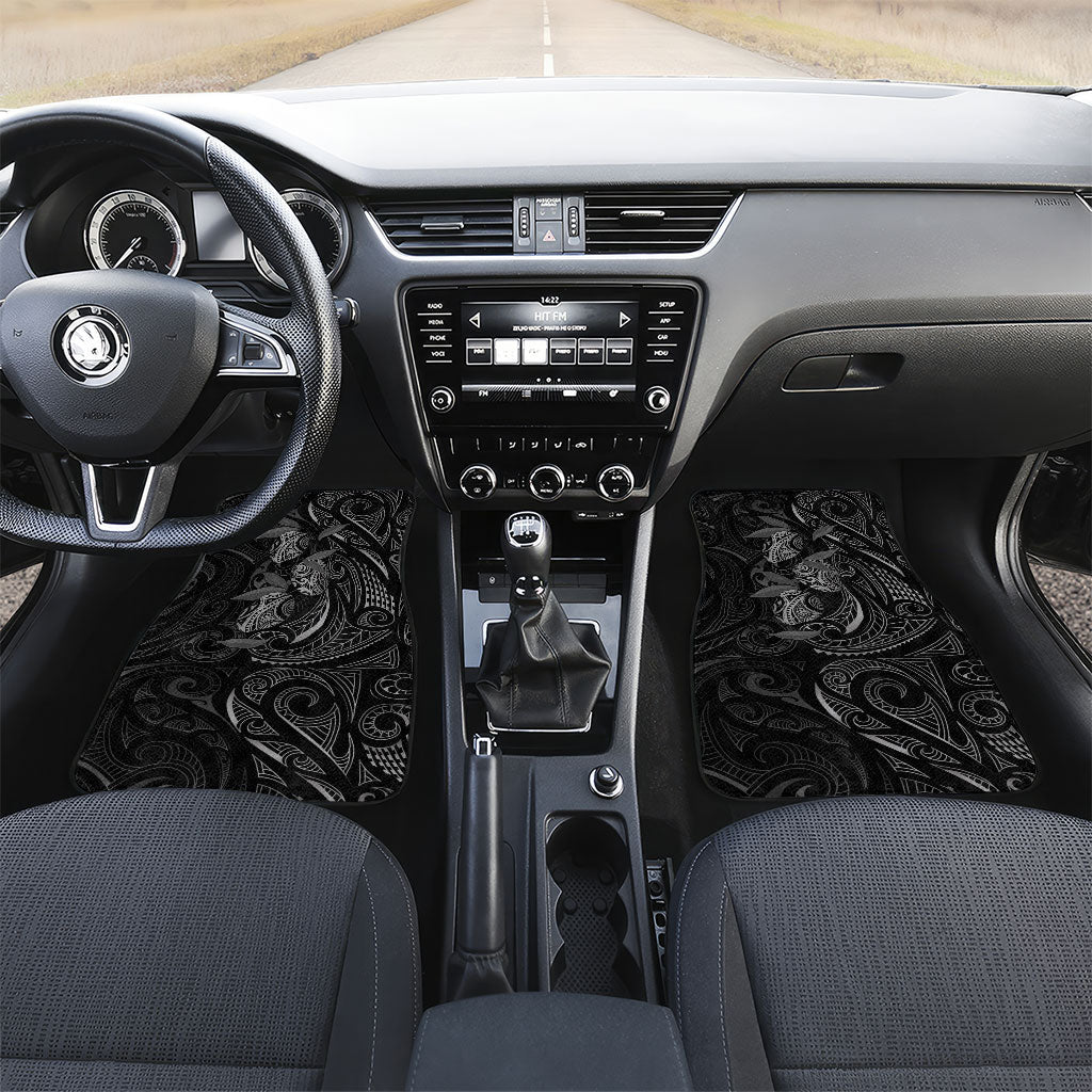 Hawaiian Mango Tribal Tattoo Car Mats Black White Pacific Traditional Pattern