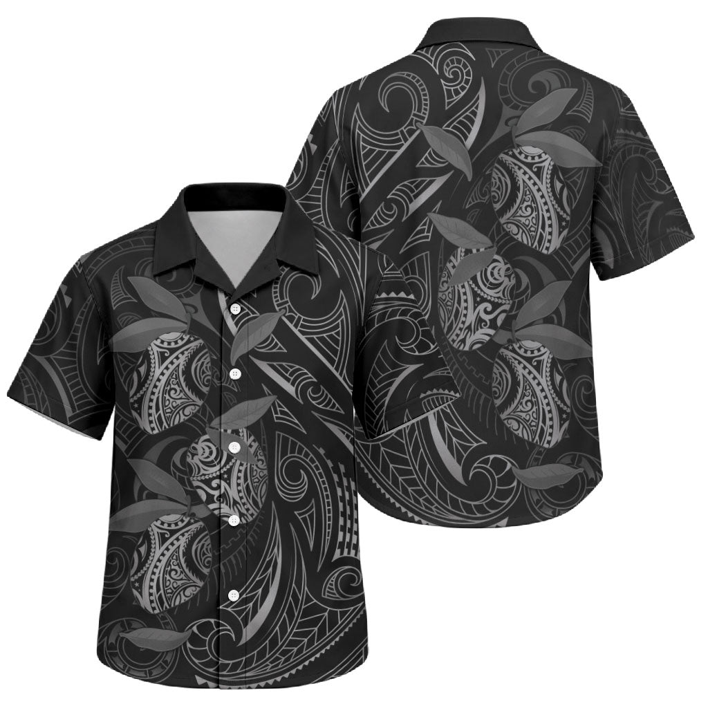 Hawaiian Mango Tribal Tattoo Family Matching Mermaid Dress and Hawaiian Shirt Black White Pacific Traditional Pattern