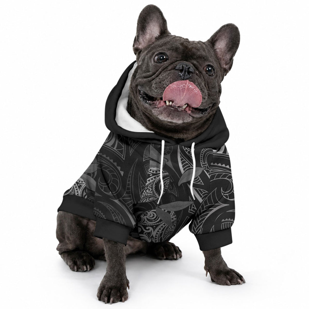 Hawaiian Mango Tribal Tattoo Pet Hoodie Black White Pacific Traditional Pattern LT9 - Polynesian Pride