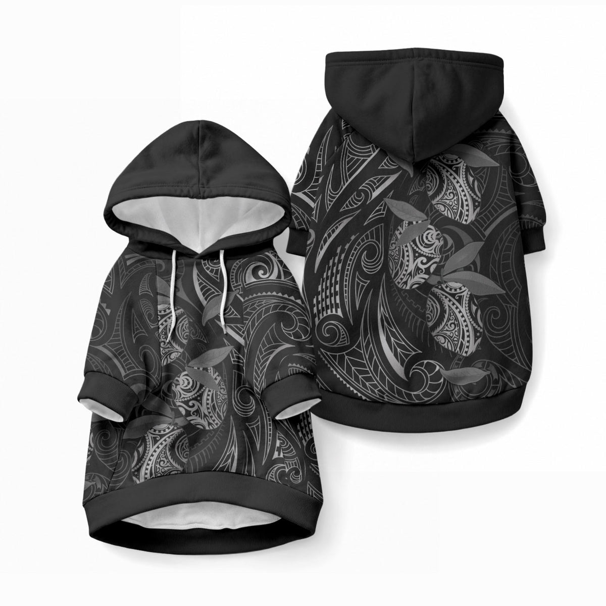 Hawaiian Mango Tribal Tattoo Pet Hoodie Black White Pacific Traditional Pattern LT9 Pullover Black - Polynesian Pride