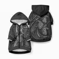 Hawaiian Mango Tribal Tattoo Pet Hoodie Black White Pacific Traditional Pattern LT9 Zip-up Black - Polynesian Pride