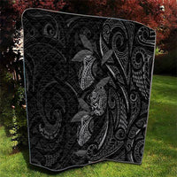 Hawaiian Mango Tribal Tattoo Quilt Black White Pacific Traditional Pattern