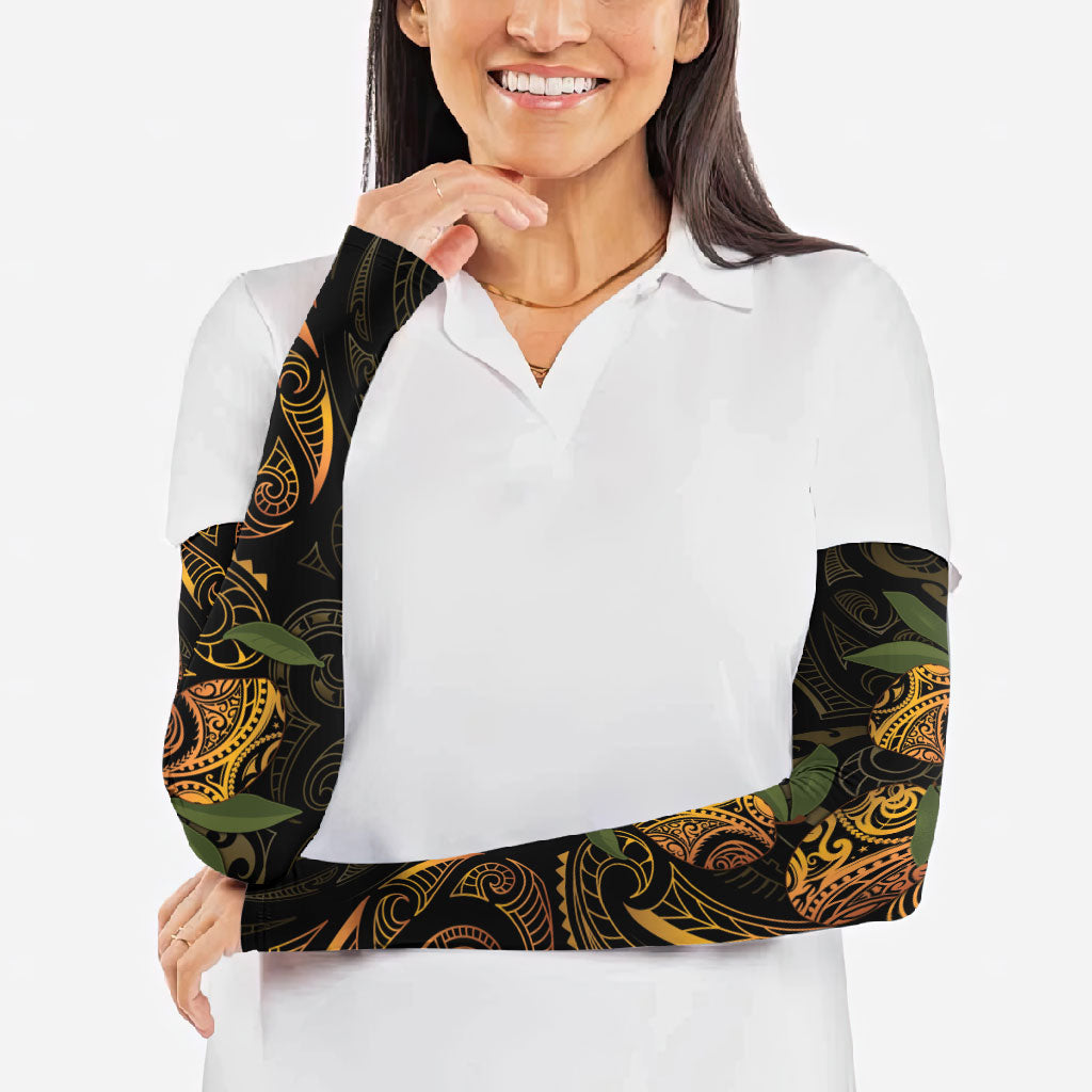 Hawaiian Mango Tribal Tattoo Arm Sleeves Gold Pacific Traditional Pattern