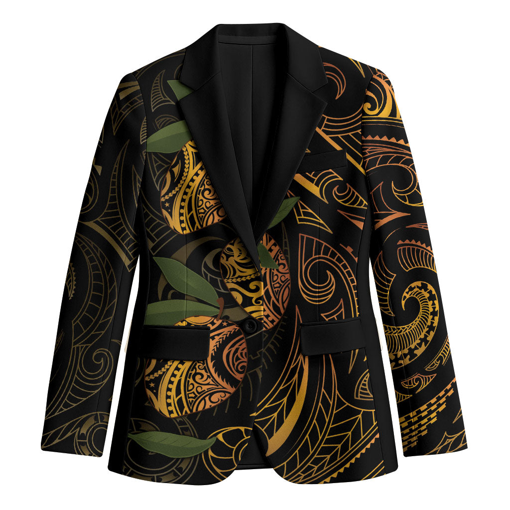 Hawaiian Mango Tribal Tattoo Blazer Gold Pacific Traditional Pattern