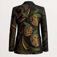 Hawaiian Mango Tribal Tattoo Blazer Gold Pacific Traditional Pattern