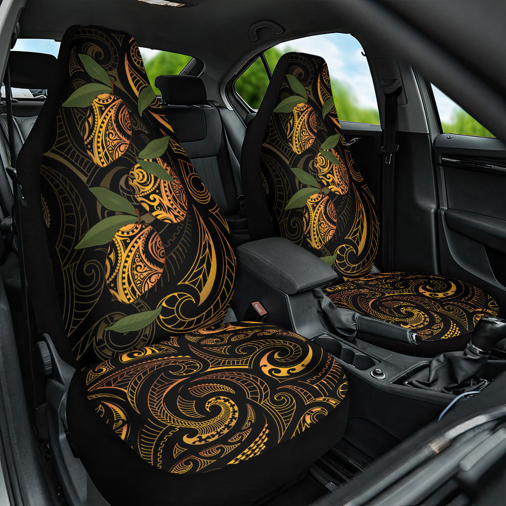 Hawaiian Mango Tribal Tattoo Car Seat Cover Gold Pacific Traditional Pattern