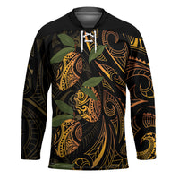 Hawaiian Mango Tribal Tattoo Hockey Jersey Gold Pacific Traditional Pattern