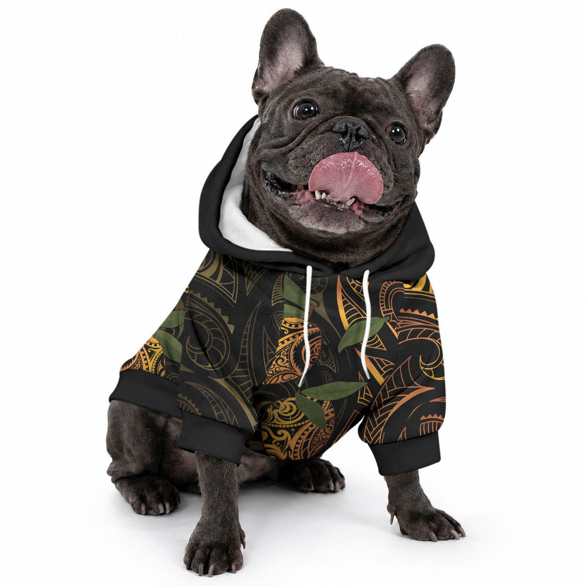 Hawaiian Mango Tribal Tattoo Pet Hoodie Gold Pacific Traditional Pattern LT9 - Polynesian Pride