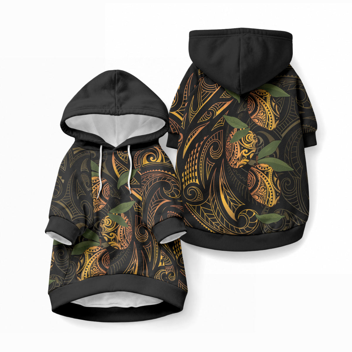Hawaiian Mango Tribal Tattoo Pet Hoodie Gold Pacific Traditional Pattern LT9 Pullover Gold - Polynesian Pride