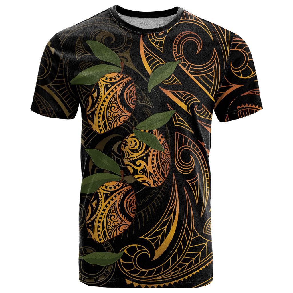 Hawaiian Mango Tribal Tattoo T Shirt Gold Pacific Traditional Pattern