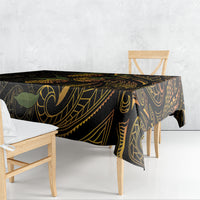Hawaiian Mango Tribal Tattoo Tablecloth Gold Pacific Traditional Pattern