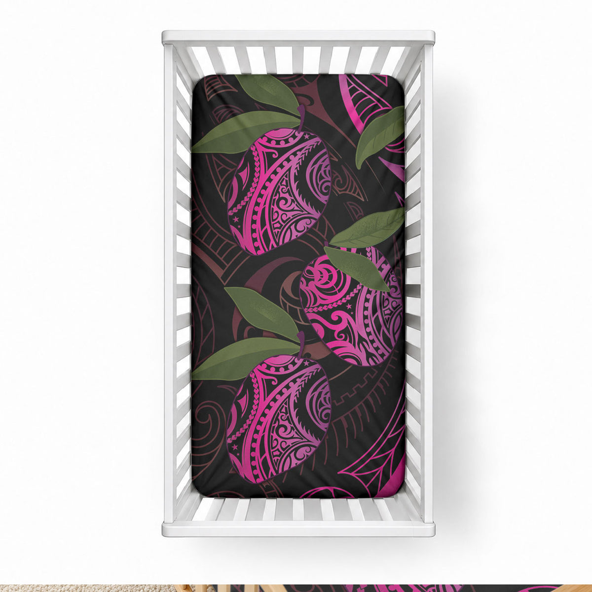 Hawaiian Mango Tribal Tattoo Baby Bed Cover Pink Pacific Traditional Pattern LT9 28 × 52 in Pink - Polynesian Pride