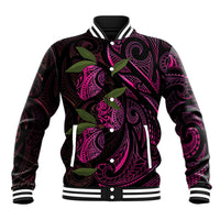 Hawaiian Mango Tribal Tattoo Baseball Jacket Pink Pacific Traditional Pattern