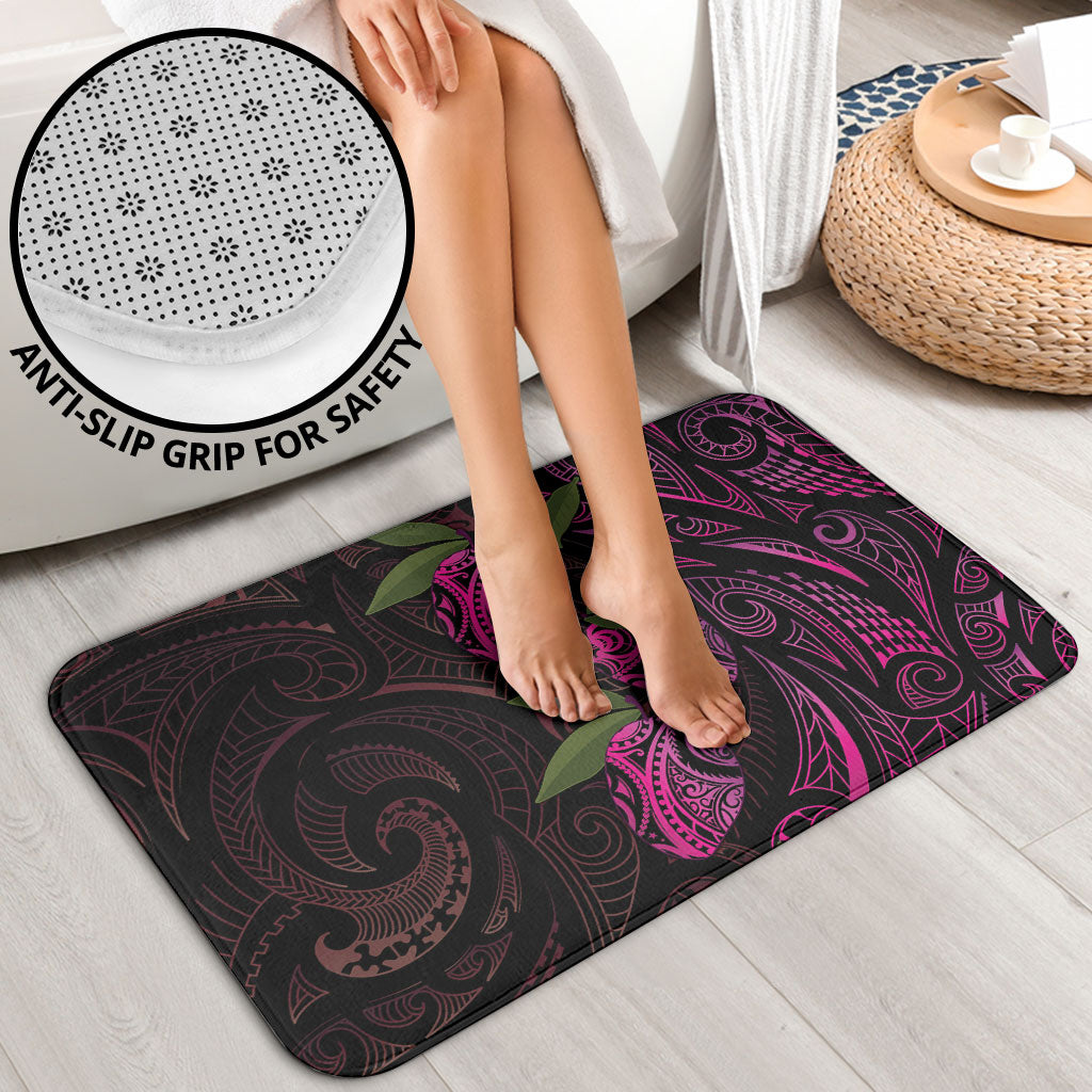 Hawaiian Mango Tribal Tattoo Bathroom Set Pink Pacific Traditional Pattern