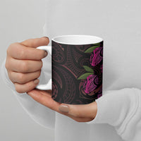 Hawaiian Mango Tribal Tattoo Ceramic Mug Pink Pacific Traditional Pattern