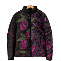 Hawaiian Mango Tribal Tattoo Padded Jacket Pink Pacific Traditional Pattern