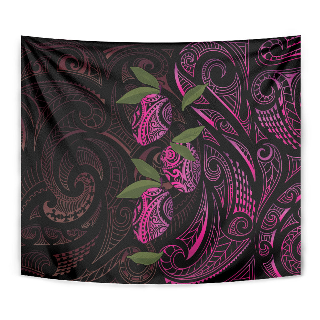 Hawaiian Mango Tribal Tattoo Tapestry Pink Pacific Traditional Pattern