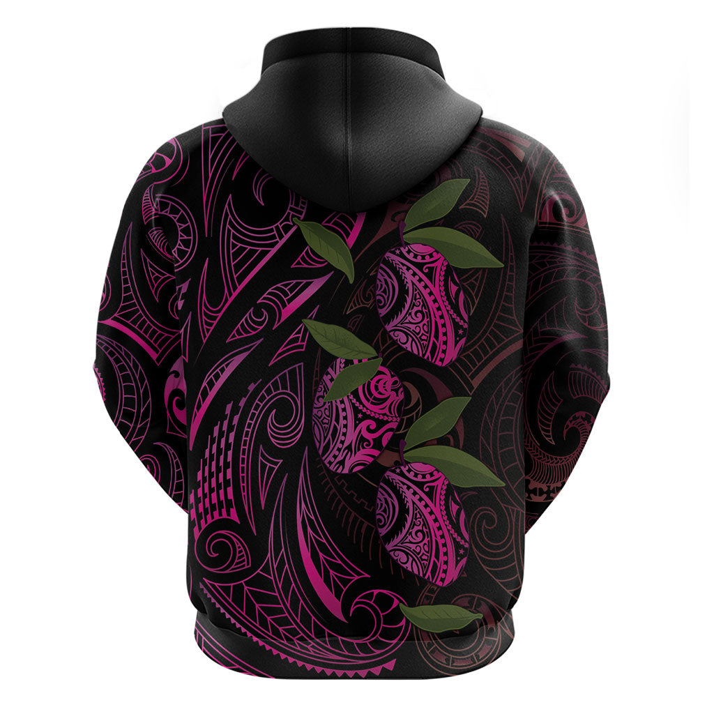 Hawaiian Mango Tribal Tattoo Zip Hoodie Pink Pacific Traditional Pattern