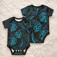 Hawaiian Mango Tribal Tattoo Baby Onesie Teal Pacific Traditional Pattern LT9 - Polynesian Pride