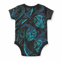 Hawaiian Mango Tribal Tattoo Baby Onesie Teal Pacific Traditional Pattern LT9 - Polynesian Pride