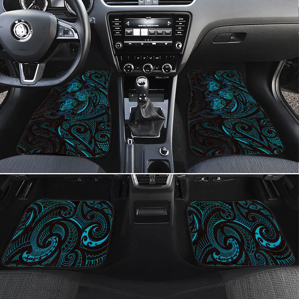 Hawaiian Mango Tribal Tattoo Car Mats Teal Pacific Traditional Pattern