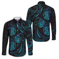 Hawaiian Mango Tribal Tattoo Family Matching Tank Maxi Dress and Hawaiian Shirt Teal Pacific Traditional Pattern