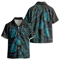 Hawaiian Mango Tribal Tattoo Kid Hawaiian Shirt Teal Pacific Traditional Pattern