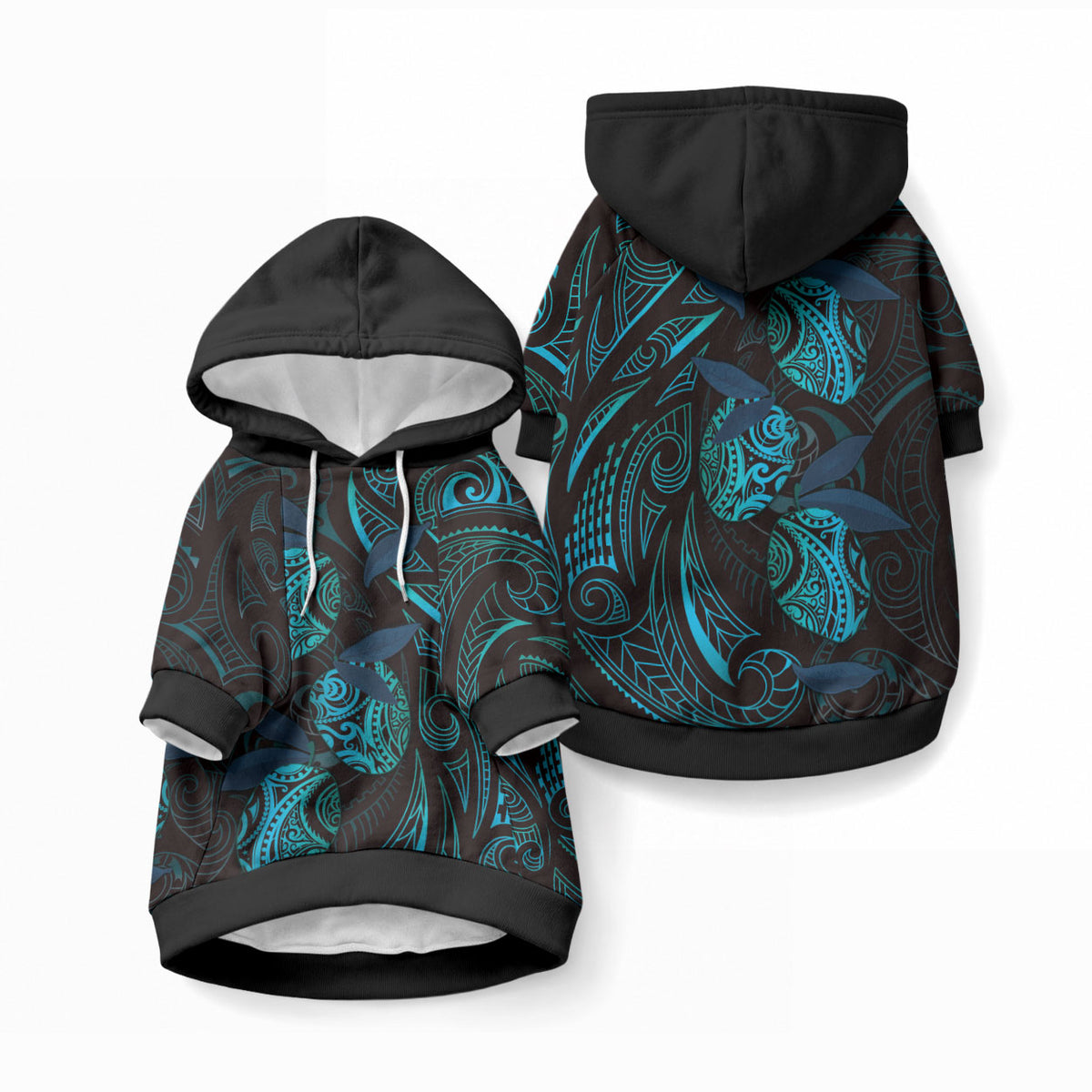 Hawaiian Mango Tribal Tattoo Pet Hoodie Teal Pacific Traditional Pattern LT9 Pullover Teal - Polynesian Pride