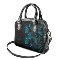Hawaiian Mango Tribal Tattoo Shoulder Handbag Teal Pacific Traditional Pattern