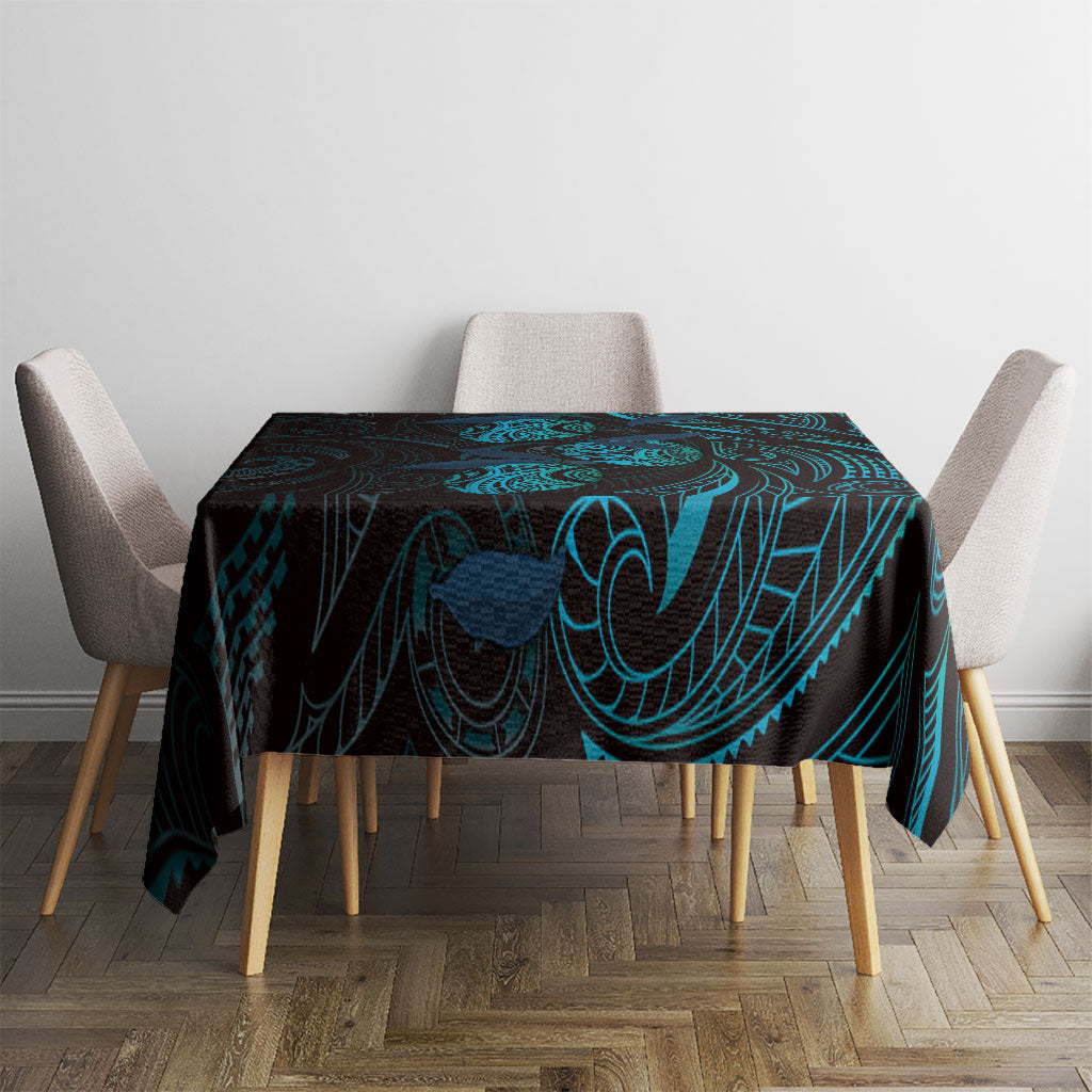 Hawaiian Mango Tribal Tattoo Tablecloth Teal Pacific Traditional Pattern