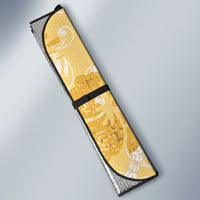 Hawaiian Mango Ukulele Auto Sun Shade Retro Yellow Hibiscus Pikake Lei