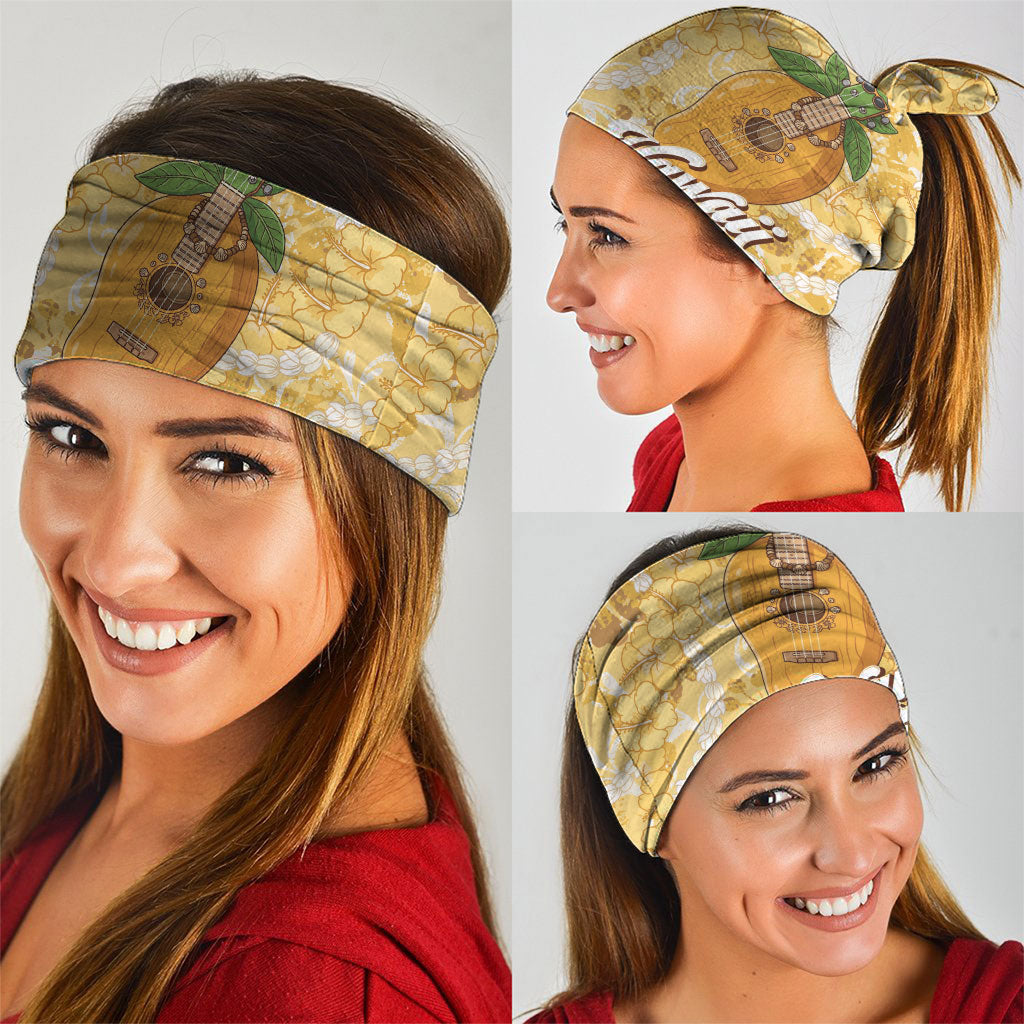 Hawaiian Mango Ukulele Neck Gaiter Retro Yellow Hibiscus Pikake Lei