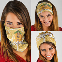 Hawaiian Mango Ukulele Neck Gaiter Retro Yellow Hibiscus Pikake Lei